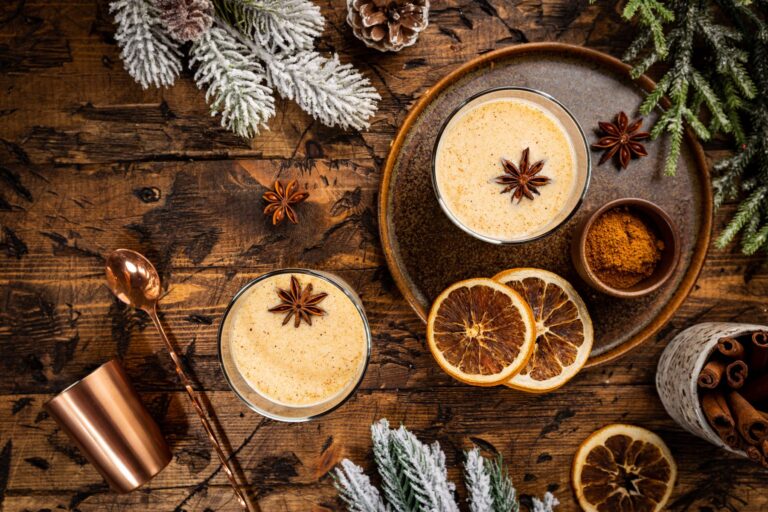 winter cocktails with star anise and oranges